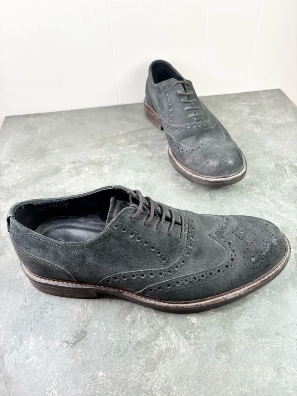 ECCO Mens Kenton Wing Tip Oxford charcoal grey black size 9 men’s